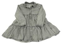 Šedé plísňové riflové propínací šaty s límečkem George