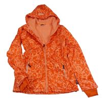 Světleoranžovo-tmavooranžová květovaná softshellová bunda s kapucí newcential