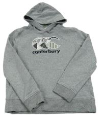 Sivá melírovaná mikina s logom a vreckom a kapucňou canterbury