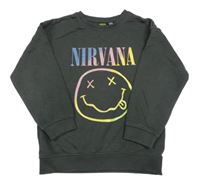Tmavosivá mikina so smajlíkom a nápisem - NIRVANA PRIMARK