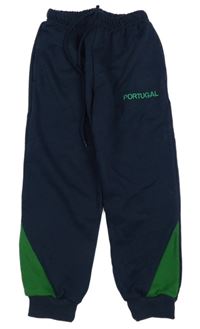 Tmavomodro/zelené tepláky s nápisem