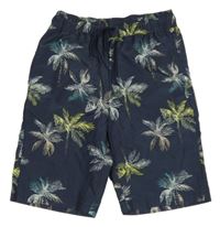 Tmavomodré plážové kraťasy s palmami Chapter young
