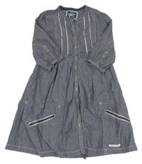 Modré plátěné propínací šaty riflového vzhledu Superdry