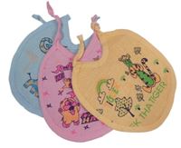 3x - Froté bryndák - Světleoranžový s Tygrem, růžový s obrázkem, svetlomodrý so žirafou