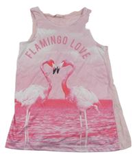 Ružovo-tmavorůžovo-svetloružový top s plameňáky Y.F.K.