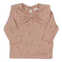 Pudrová 3D puntíkatá tunika s kytičkami a límcem Next