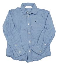 Modrá melírovaná košile s výšivkou H&M