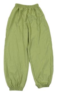 Zelenoolivové cuff šušťákové nohavice