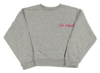 Sivá melírovaná oversize crop mikina s nápisom Matalan