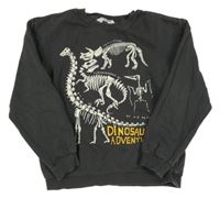 Tmavosivá mikina s kostrami dinosaurů H&M