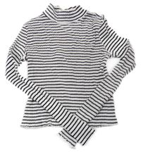 Bielo-čierny pruhovaný rebrovaný crop rolák H&M