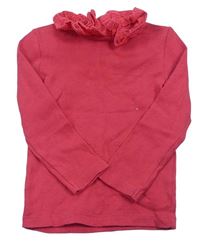 Ružové rebrované tričko s golierikom s madeirou F&F