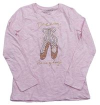 Ružové melírované tričko s baletními piškoty Primark