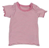 Ružovo-biele pruhované rebrované tričko M&S