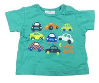 Tyrkysové tričko s autami Topomini