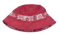 Ružový froté obojstranný klobúk s kvietkami H&M