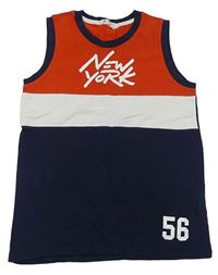 Červeno-bielo-tmavomodré tielko s nápisom a číslom H&M