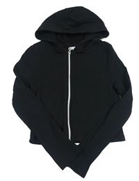 Čierna rebrovaná prepínaci ľahká crop mikina s kapucňou Primark