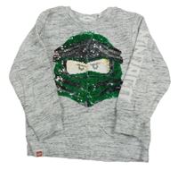 Sivá melírovaná mikina s Lego Ninjago z překlápěcích flitrů H&M