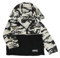 Černo-bílá mikina s army vzorem a kapucí Firetrap