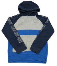 Sivo-tmavomodro-modrá mikina s nápisom a kapucňou Primark