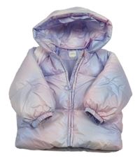 LIla-růžová metalická šusťáková zimní bunda s kapucí Sfera