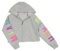 Svetlosivá melírovaná prepínaci crop mikina s kapucňou Dunnes