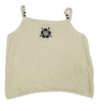 Béžový vzorovaný pletený crop top s květinou Primark