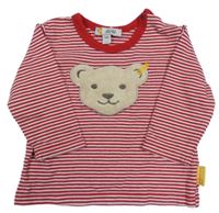 Červeno-bílé pruhované triko s medvědem Steiff