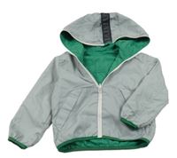 Sivá šušťáková jarná obojstranná bunda s kapucňou Zara