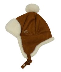 Hnědá semišová beranice s bambulí