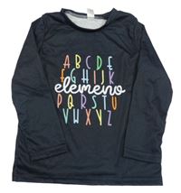 Čierne tričko s abecedou Shein