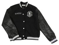 Černá flaušovo/koženková baseballová podšitá bunda - Wednesday H&M