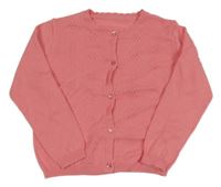 Lososový propínací svetr s perforovaným vzorem Matalan