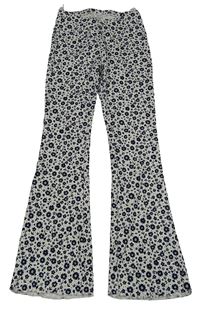 Smetanové květované žebrované flare legíny C&A