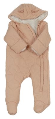 Růžová prošívaná zateplená kombinéza s kapucí George