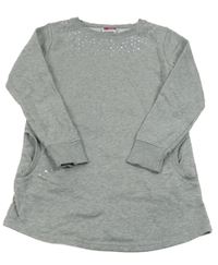 Sivá melírovaná trblietavá tepláková šatová tunika s kamienkami Yigga