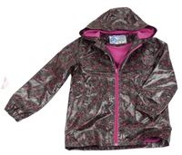 Černá vzorovaná nepromokavá lehce zateplená bunda s kapucí Pocopiano