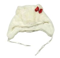 Smetanová kožešinová beranice s mašlí H&M