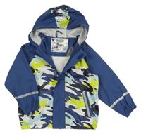 Tmavomodro-biela nepromokavá bunda s krokodílmi  a kapucňou Lupilu