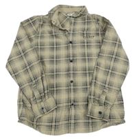 Pískovo-čierna kockovaná košeľová bunda s nápisom River Island