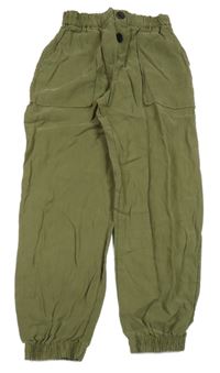 Khaki ľahké cuff nohavice Zara