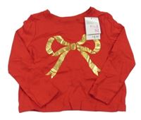 Nové - Červené triko s mašlí Primark