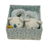 Nové - Světlemodré chlupaté capáčky s medvědy