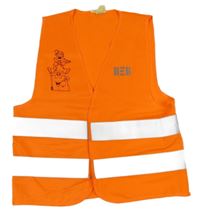 Neonově oranžová reflexní vesta s pruhy a potiskem