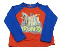 Červeno-zafírové tričko s potlačou