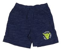 Tmavomodré melírované bavlnené kraťasy s rukou Pocopiano