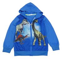 Modrá prepínaci mikina s dinosaurami a kapucňou