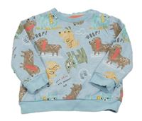 Modrá melírovaná mikina so psy F&F