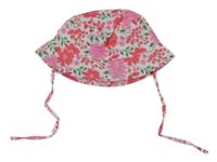 Bílo-růžový květovaný klobouk